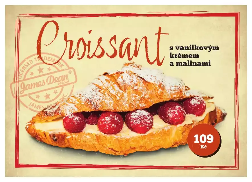 Croissant: S vanilkovým krémem a malinami