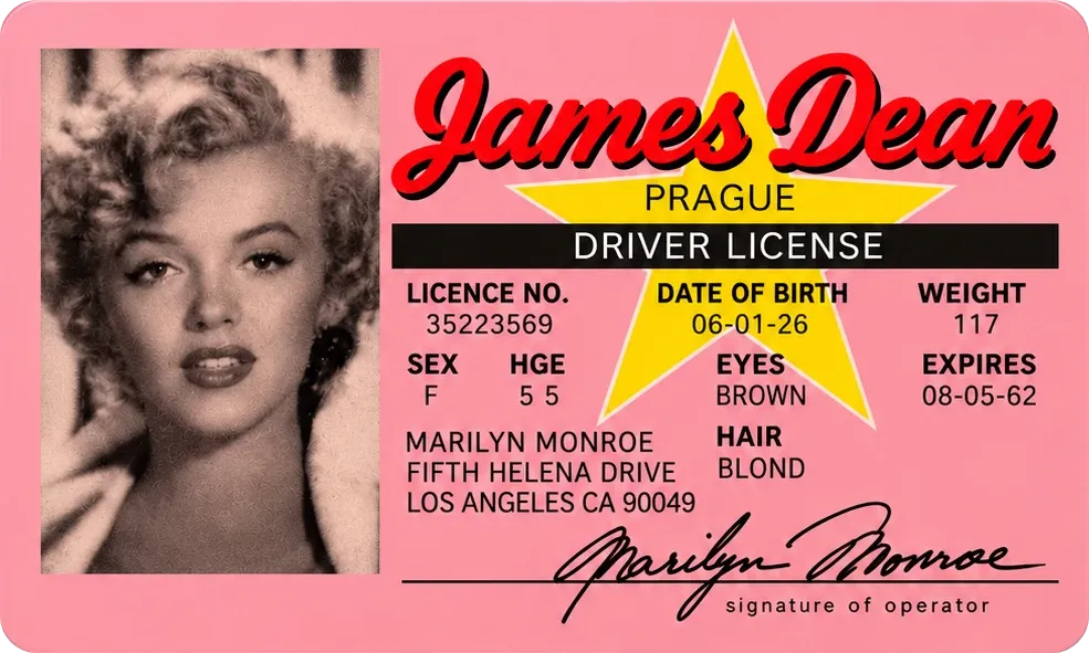 Dárková karta James Dean s Marilyn Monroe